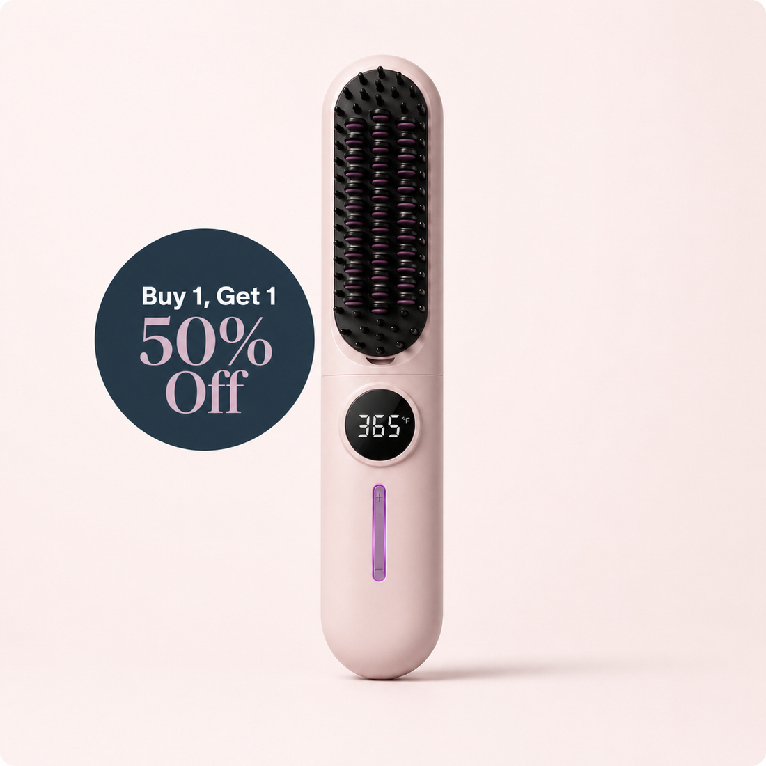 Veloura SilkCharge cordless straightening brush in soft pink